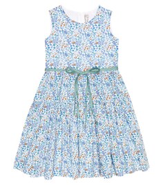 Хлопковое платье с цветочным принтом Il Gufo, синий