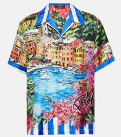 Шелковая рубашка с принтом Portofino DOLCE&amp;GABBANA, разноцветный