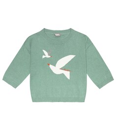 Хлопковый свитер интарсия Il Gufo, зеленый