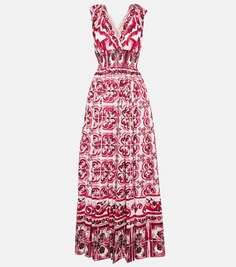 Платье макси из хлопкового поплина Majolica DOLCE&amp;GABBANA, розовый