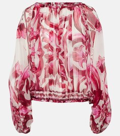 Блузка из шелкового шифона с принтом DOLCE&amp;GABBANA, розовый