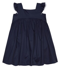Хлопковое мини-платье с оборками Il Gufo, синий