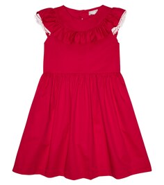Платье из смесового хлопка с оборками Il Gufo, красный