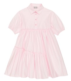 Ярусное платье-рубашка из хлопка-сатина Il Gufo, розовый