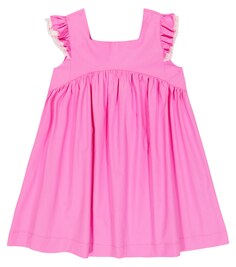 Хлопковое мини-платье с оборками Il Gufo, розовый
