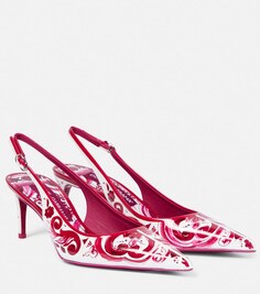 Туфли-лодочки с ремешком на пятке из кожи с принтом Dolce&amp;Gabbana, красный