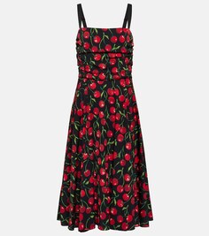 Платье миди Cherry из смесового шелка DOLCE&amp;GABBANA, черный