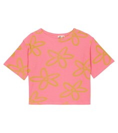 Хлопковая футболка с цветочным принтом Jellymallow, розовый