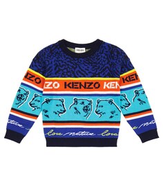 Жаккардовый свитер из смесового хлопка Kenzo, разноцветный