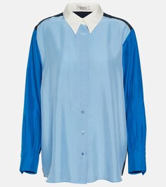 Шелковая блузка с цветными блоками DOROTHEE SCHUMACHER, синий