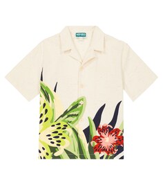 Хлопковая рубашка с цветочным принтом Kenzo, разноцветный