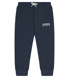 Спортивные брюки из хлопкового флиса с логотипом Kenzo, синий