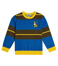Полосатый свитер с логотипом из смесового хлопка Kenzo, разноцветный