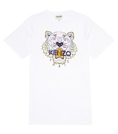 Хлопковое платье-футболка с логотипом Kenzo, белый