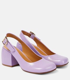 Кожаные туфли-лодочки с ремешком на пятке Dries Van Noten, фиолетовый