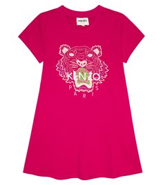 Хлопковое платье с вышитым логотипом Kenzo, розовый