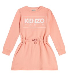 Платье из смесового хлопкового джерси с логотипом Kenzo, розовый