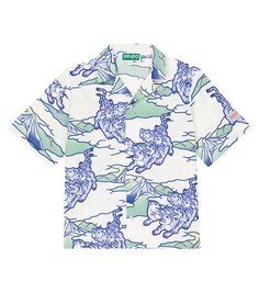 Рубашка из хлопка с тигровым принтом Kenzo, разноцветный