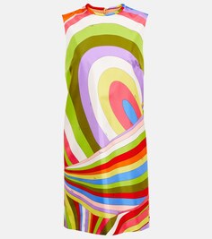 Шелковое мини-платье с принтом PUCCI, разноцветный