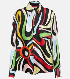 Рубашка из шелкового атласа с принтом PUCCI, разноцветный