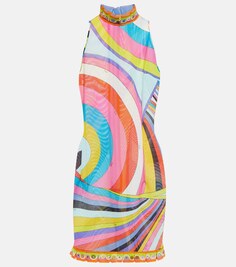 Мини-платье с вырезом халтер и принтом Pucci, разноцветный