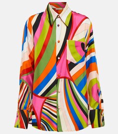 Шелковая рубашка с принтом PUCCI, разноцветный