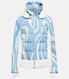 Пуховая лыжная куртка с принтом из коллаборации с Fusalp PUCCI, синий