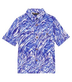 Льняная рубашка Robby с принтом Loro Piana, синий