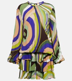 Ярусное мини-платье с принтом PUCCI, разноцветный