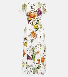 Платье миди Fraser из крепа с цветочным принтом ERDEM, разноцветный
