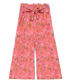 Широкие хлопковые брюки Amandine с цветочным принтом Louise Misha, розовый