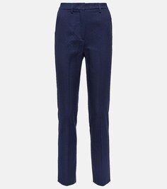 Узкие брюки из хлопка с высокой посадкой ETRO, синий