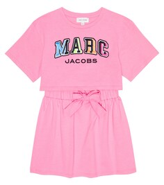 Хлопковое платье с вышитым логотипом Marc Jacobs, розовый