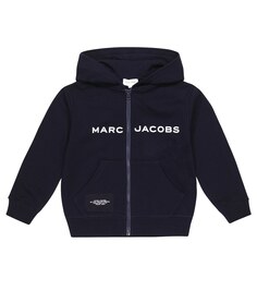 Худи из хлопкового джерси на молнии с логотипом Marc Jacobs, синий
