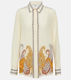Шелковая блузка с узором пейсли ETRO, белый