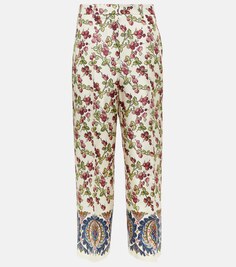 Широкие брюки-кюлоты из шелка с принтом ETRO, разноцветный