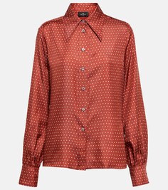 Шелковая рубашка в горошек ETRO, красный