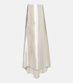 Свадебная атласная юбка макси FERRAGAMO, белый