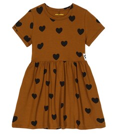 Базовое платье с сердечками Mini Rodini, коричневый