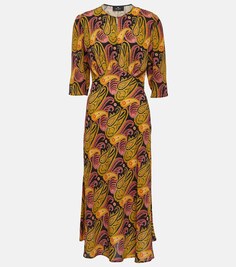 Платье миди с узором пейсли ETRO, разноцветный