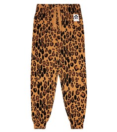 Базовые спортивные брюки из джерси с леопардовым принтом Mini Rodini, коричневый