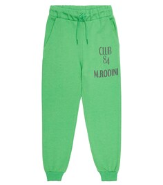 Хлопковые спортивные штаны с логотипом Mini Rodini, зеленый