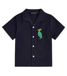 Хлопковая рубашка с вышивкой Mini Rodini, синий