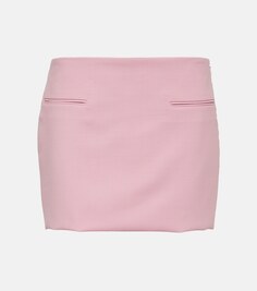 Шерстяная мини-юбка с заниженной талией FERRAGAMO, розовый