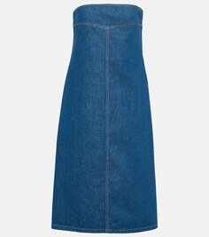 Джинсовое платье миди без бретелек FERRAGAMO, синий