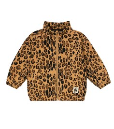 Флисовая куртка с леопардовым принтом Mini Rodini, коричневый
