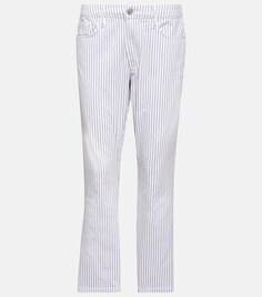 Полосатые джинсы Le Crop Mini со средней посадкой FRAME, белый