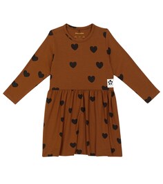 Платье Hearts из смесового лиоцелла Mini Rodini, коричневый