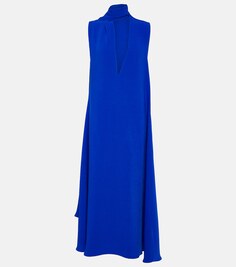 Платье миди с V-образным вырезом FERRAGAMO, синий