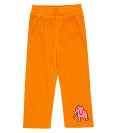 Велюровые спортивные штаны с вышивкой Mini Rodini, оранжевый